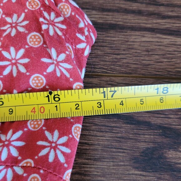 Weathervane Red Retro 100% Cotton Floral Button Front Blouse Shirt Cap Sleeve - Picture 6 of 6